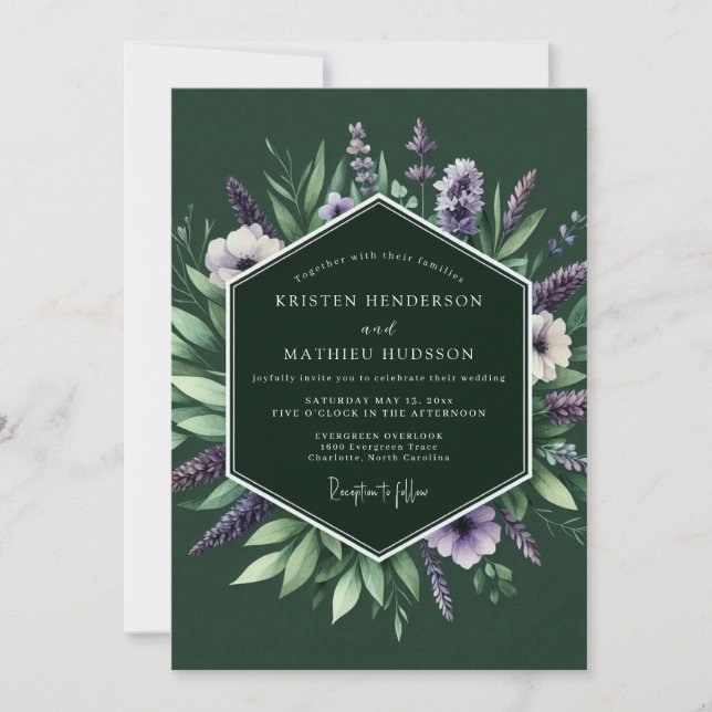 Convites Emerald Moody Wildflower Wedding (Frente)