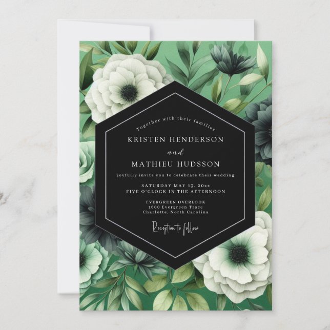 Convites Emerald Noir Anemone Wedding (Frente)