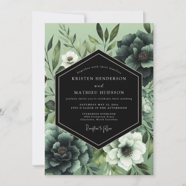 Convites Emerald Noir Botanical Wedding (Frente)