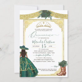 Convites Emerald Rosa Elegante Western Charro Quinceanera