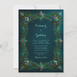 Convites Emerald Sapphire Gilded Floral Wedding