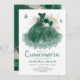 Convites Emerald Silver Flower Quinceañera Mis Quince Anos