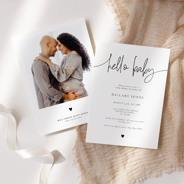 Convites EMERY | Elegante Chá de fraldas de Caligrafia (Criador carregado)