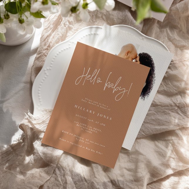 Convites EMERY | Elegante Chá de fraldas Hello Terracotta (Criador carregado)