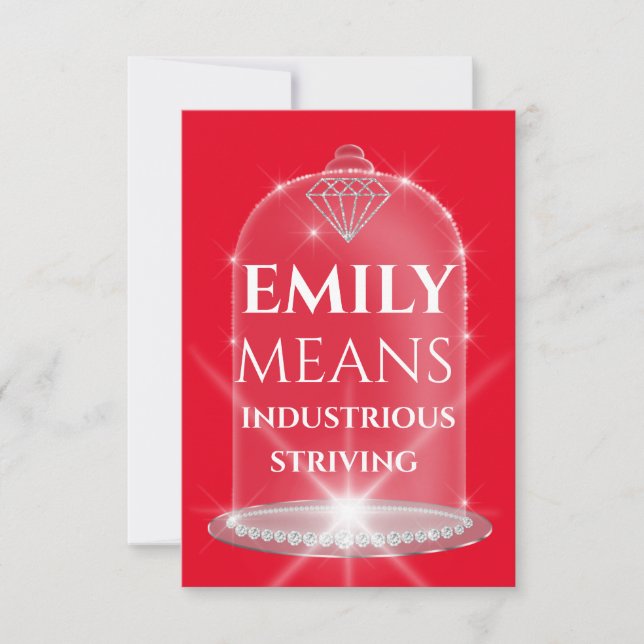 Convites Emily Name Significa Diamond Birthday Red (Frente)