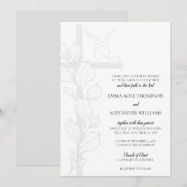 Convites Emma Elegant Cross & Doves Casamento Cristão