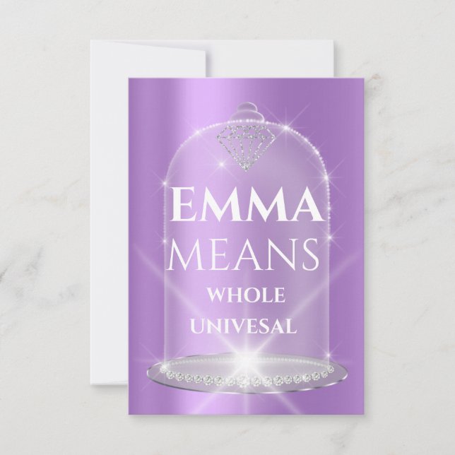 Convites Emma Name Significa Diamond Birthday Roxo (Frente)
