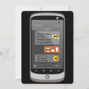 Convites Emoji Smart Phone Texting Engraçado Aniversário de