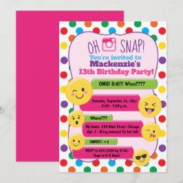 Convites Emoji Texting Multi-Color Girl's Birthday Teen