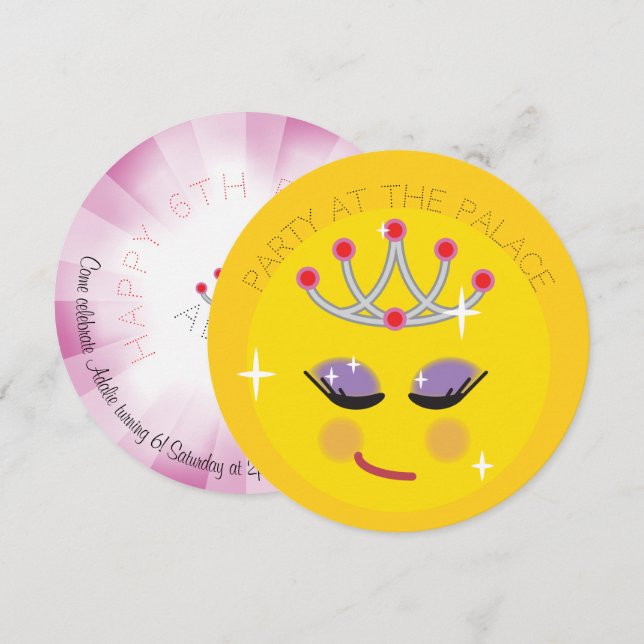 Convites Emoticon Princesa Brilhante (Frente/Verso)
