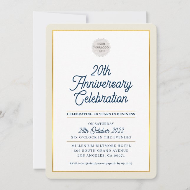 Convites EMPRESA ANIVERSÁRIO Ouro de marfim de negócios mod (Frente)