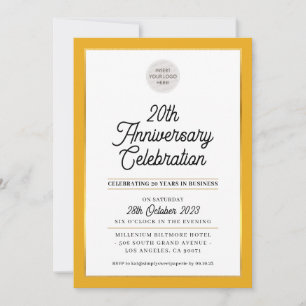Convites EMPRESA ANIVERSARY moderna business mostarda gold