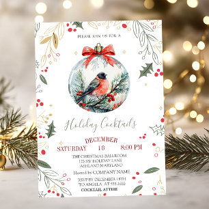 Convites Empresa de Bolas de Natal Cardinal Bird Holly Berr