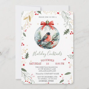 Convites Empresa de Bolas de Natal Cardinal Bird Holly Berr