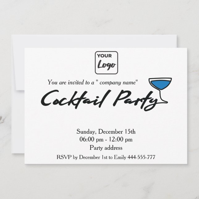 Convites Empresa moderna de coquetéis de logotipo minimalis (Frente)