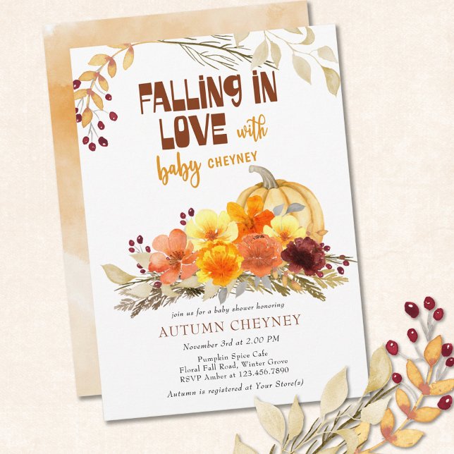 Convites Enamorando-se das Flores de Outono no Chá de Bebê  (Criador carregado)