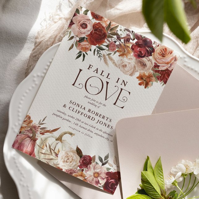 Convites 'Enamorarse' Florações de Outono Casamento de Abób (Criador carregado)