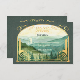 Convites Encantada Floresta Montanhosa Art Nouveau RSVP