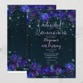 Convites Encantado Brilho Roxo Verde Jardim 15 Quinceañera