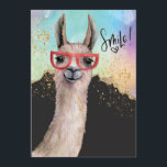 Convites Encantado com a Funny Llama Glitter Watercolor<br><div class="desc">Adicione alguma leveza à situação com um lhama engraçado que diz "sem problemas". Design com lhamas em ambos os lados do cartão de adiamento do casamento. Alterar texto para outros eventos. Também pode ser usado para novas datas, atualizações e etc. O fundo tem um lama humorístico a vestir óculos e...</div>