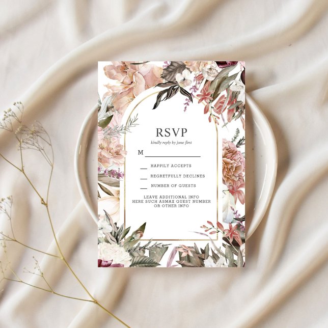 Convites Encantado Jardim Elegante Floral Boho RSVP (Criador carregado)