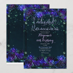 Convites Encantado Jardim Roxo Verde Brilho 15 Quinze Anos