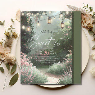 Convites Encantado Jardim Sweet 16 rosa ID1163