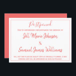 Convites Encantador Casamento Coral e Branco Adiado<br><div class="desc">Se o seu casamento foi infelizmente adiado,  não desespere,  Casamentos de Rhoadie você cobriu. A frente apresenta um tema elegante de coral e branco. Os modelos fazem da personalização uma brisa. Peça o seu hoje!</div>