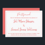 Convites Encantador Casamento Coral e Branco Adiado<br><div class="desc">Se o seu casamento foi infelizmente adiado,  não desespere,  Casamentos de Rhoadie você cobriu. A frente apresenta um tema elegante de coral e branco. Os modelos fazem da personalização uma brisa. Peça o seu hoje!</div>