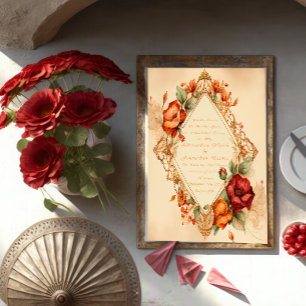 Convites Encantador Casamento Floral Rosa Rústico Estilo Es