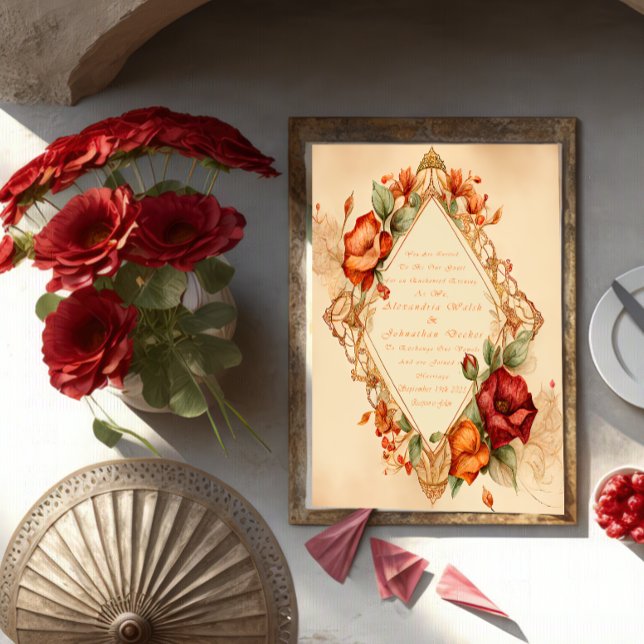 Convites Encantador Casamento Floral Rosa Rústico Estilo Es (Criador carregado)