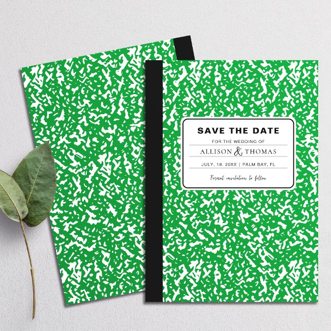 Convites Encantador De Notebook Verde Engraçado Salve A Dat (Perfect for school teachers and anyone who appreciates a playful twist on tradition.)