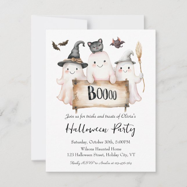 Convites Encantadora Festa de Halloween Convocando Bruxa (Frente)