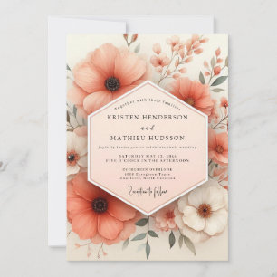 Convites Encantamento de Casamento Coral Blossom