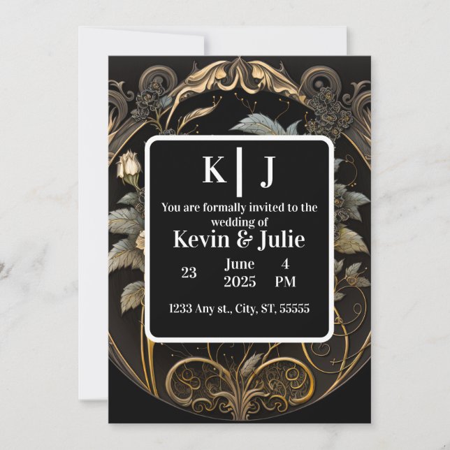 Convites Encantamento Dourado (Frente)