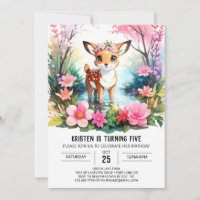 Encantando a Fawn Watercolor Woodland Girl Anivers