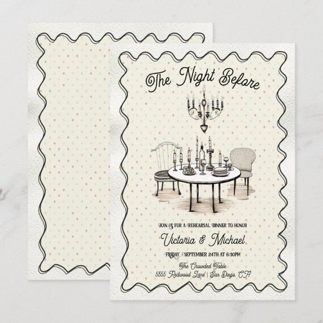 Convites Encantando A Noite Antes Do Janto De Ensaio (Frente/Verso)