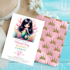 Convites Encantando Festa de aniversário de Sereia Mágica