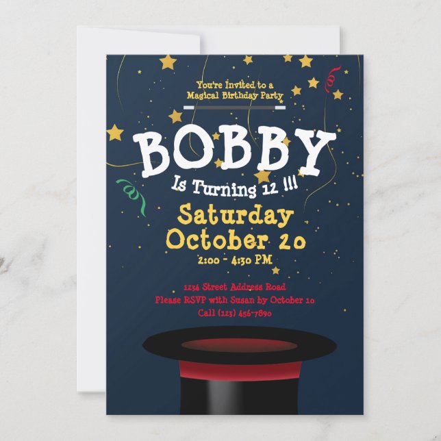 Convites Encantando Modelo de Aniversário do Mágico Show Cr (Frente)