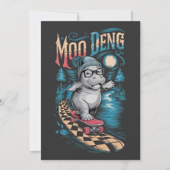 Convites Encantando Moo Deng Hippo (Frente)