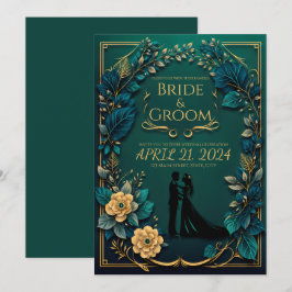 Convites Encantando o amor: Emerald Green e Dourado