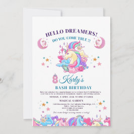 Convites 🌈 ✨ Encantando o Unicorn 8º aniversário magro do