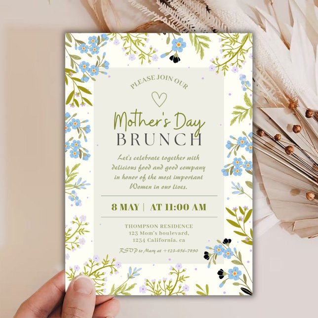 Convites Encantante Brunch de Dia das Mães Floral da Primav (Criador carregado)