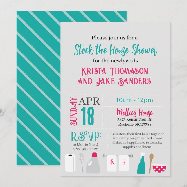 Convites Encha a Casa de Chuveiro (Frente/Verso)