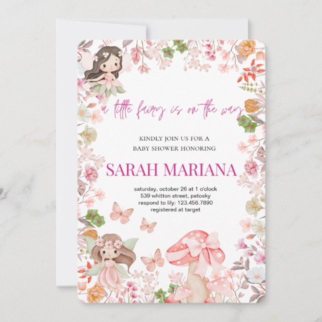 Convites Enchanted Fairy Baby Shower  (Frente)