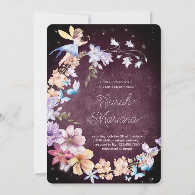 Convites Enchanted Fairy Baby Shower (Frente)