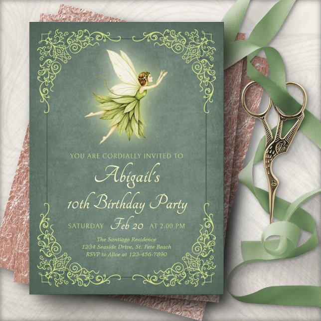 Convites Enchanted Forest Fairy Birthday Invitation (Criador carregado)