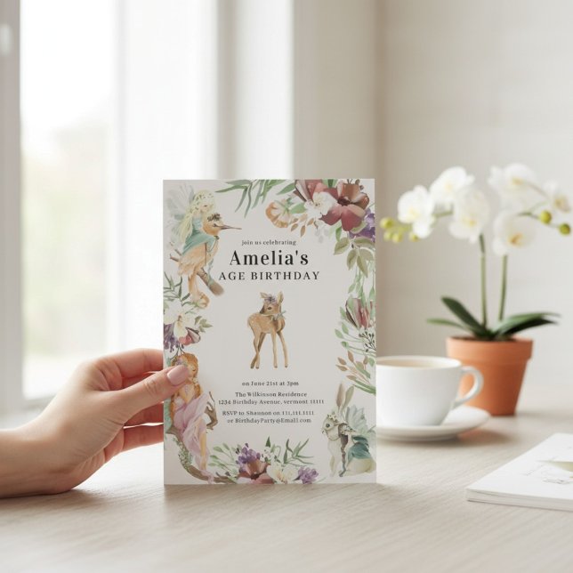 Convites Enchanted Forest Fairy Birthday Party Invite (Criador carregado)