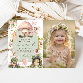Convites Enchanted Forest Fairy First Birthday Photo