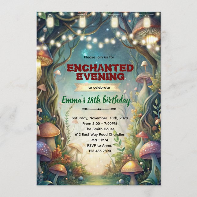 Convites Enchanted Forest Theme Quince invitation (Frente)